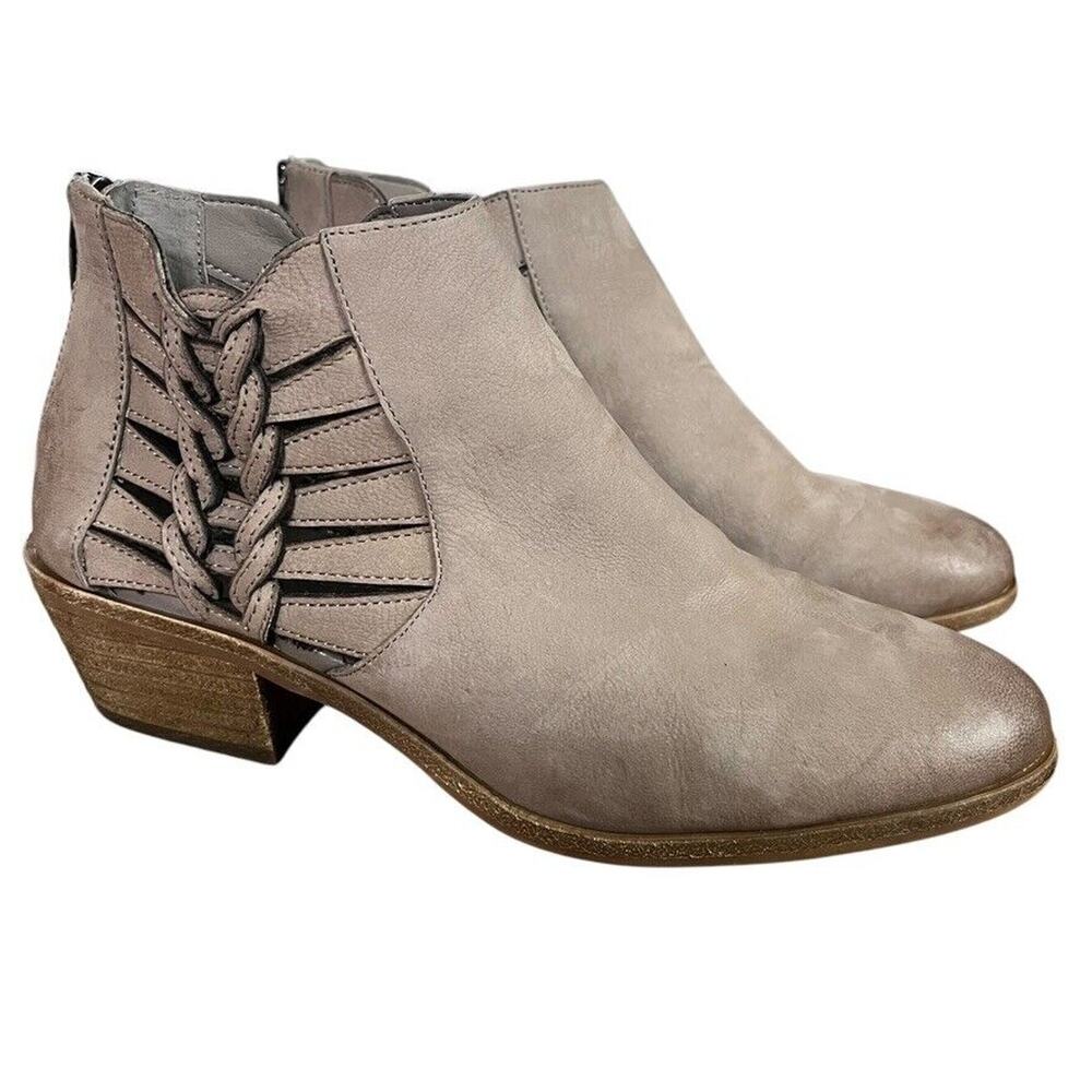 Vince Camuto Prestetta Womens Gray Chunky Heel Ankle Boots Booties Leather 7.5